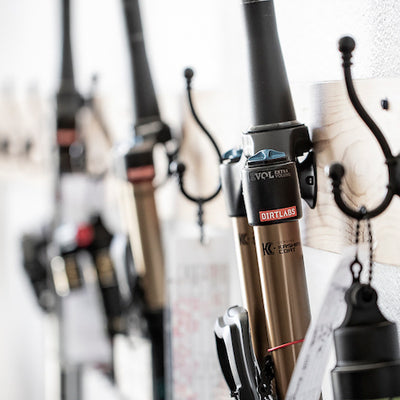 Forks and shocks in the Dirtlabs suspension workshop